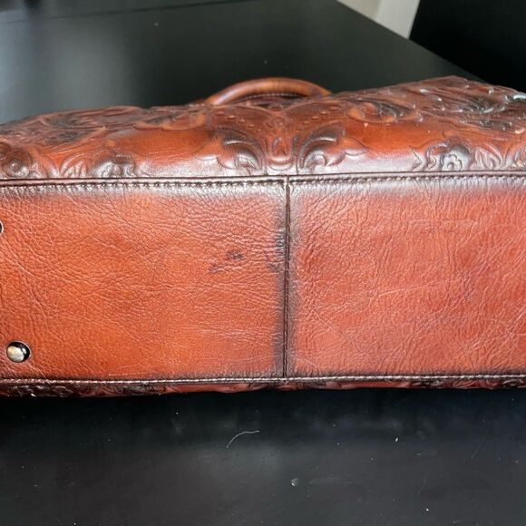 Genuine Leather Purse Handbag Vintage Embossed Tote Crossbody Shoulder Satchel - Picture 5 of 13